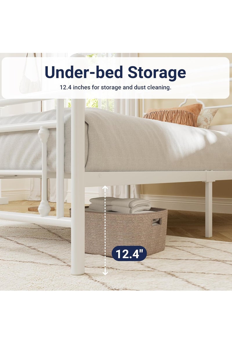 NZONE STORE Classic Decorative Design Single Metal Bed - Elegant White Frame 190cm-90cm - Image 5