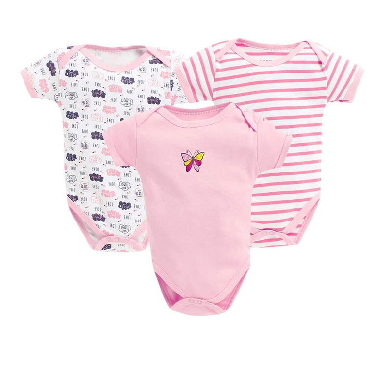 EIO� New Born Baby Romper Body Suits Jump Suit for Boys and Girls Set of 3 (3-6 Months, Pink) - Image 5