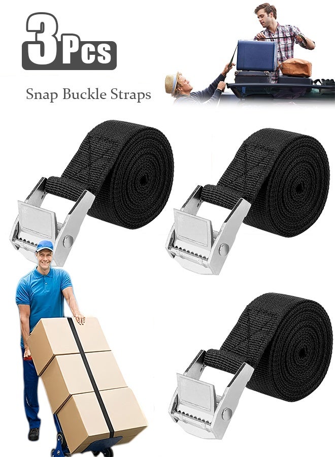 3 PCS Lashing Strap 2.5cmx3M, Cam Buckle Tie Down Straps Heavy Duty Secure Straps up to 100KGS Capacity for Bicycles, Motorcycle, Kayak, Trailer, Cargo, Truck, Luggage - Image 1