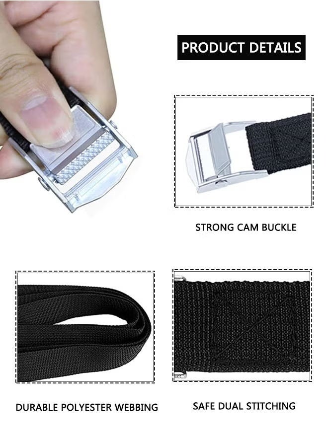 3 PCS Lashing Strap 2.5cmx3M, Cam Buckle Tie Down Straps Heavy Duty Secure Straps up to 100KGS Capacity for Bicycles, Motorcycle, Kayak, Trailer, Cargo, Truck, Luggage - Image 3