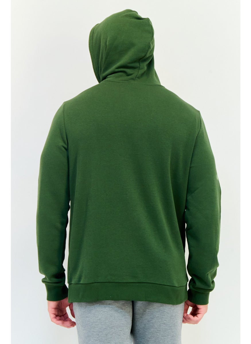 Reebok Men Sportswear Fit Long Sleeves Running Hoodie, Green  - Image 3