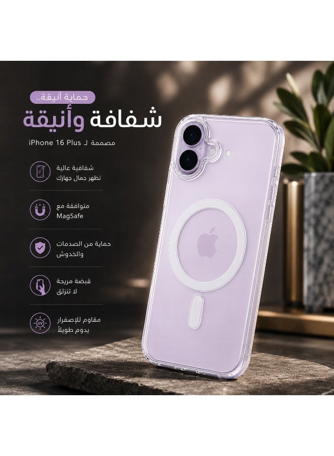 جراب حماية لآيفون 16 بلس – كفر شفاف ومرن يدعم MagSafe ومؤخر للاصفرار - Image 1
