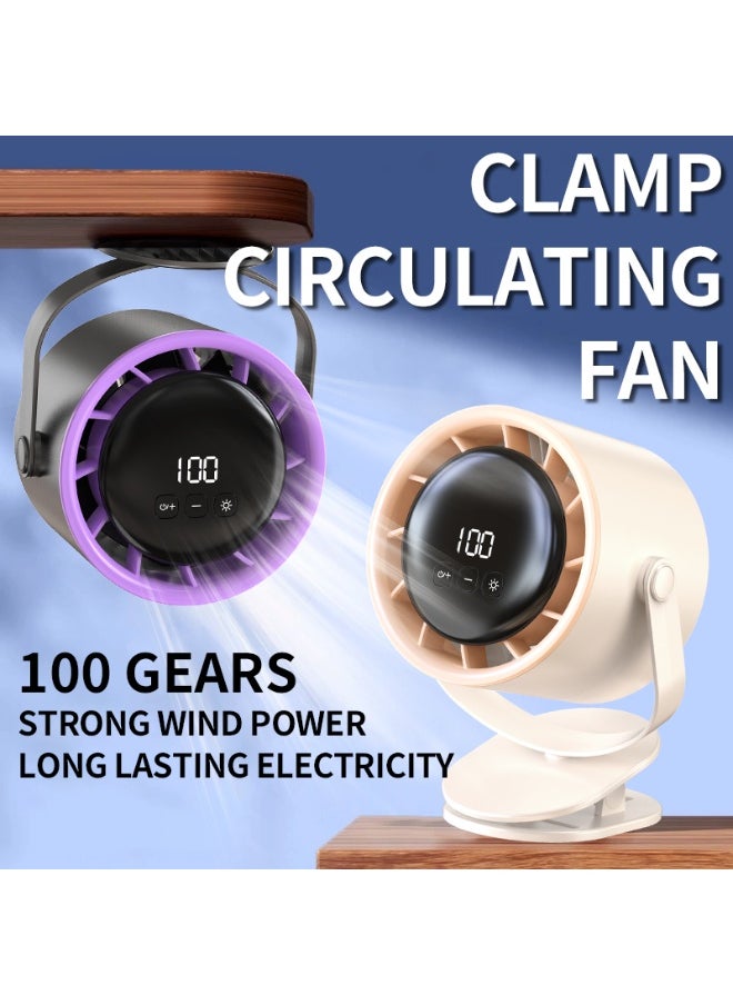 Mijioceon Portable Desk&Clip Fan Rechargeable LED Display 3 in 1 Clip on Fan 100 Speeds Strong Wind Wall-Mounted Fan, 90° Vertical Manual and 90° Oscillating Air Circulator USB Table Fan for Home,Office,Camping  - Image 3