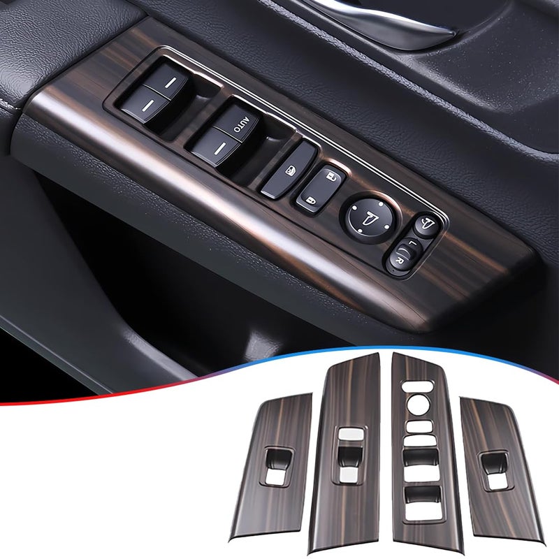 MUXEE 4pc Window Lift Switch Panel Cover Interior Decoration for Honda CRV CRV 2023 2024 2025 2026 ABS Wood Grain Sport Interior Accessories