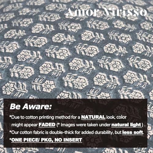 Amor Virisso Floral Pillow Covers 20x20 Farmhouse Neutral Decorative Pillow Covers for Couch Accent Sofa Pillows 1PC, Dusty Blue - Image 5