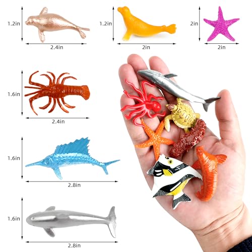 FXMHEHBB 46 Pack Mini Ocean Sea Animals Toys Assorted Vinyl Plastic Ocean Animal Figures Sea Creatures Toys for Kids Party Favors Educational Toy - Image 5