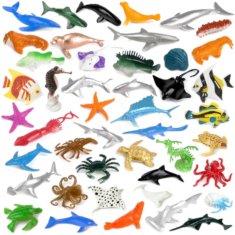FXMHEHBB 46 Pack Mini Ocean Sea Animals Toys Assorted Vinyl Plastic Ocean Animal Figures Sea Creatures Toys for Kids Party Favors Educational Toy - Image 3