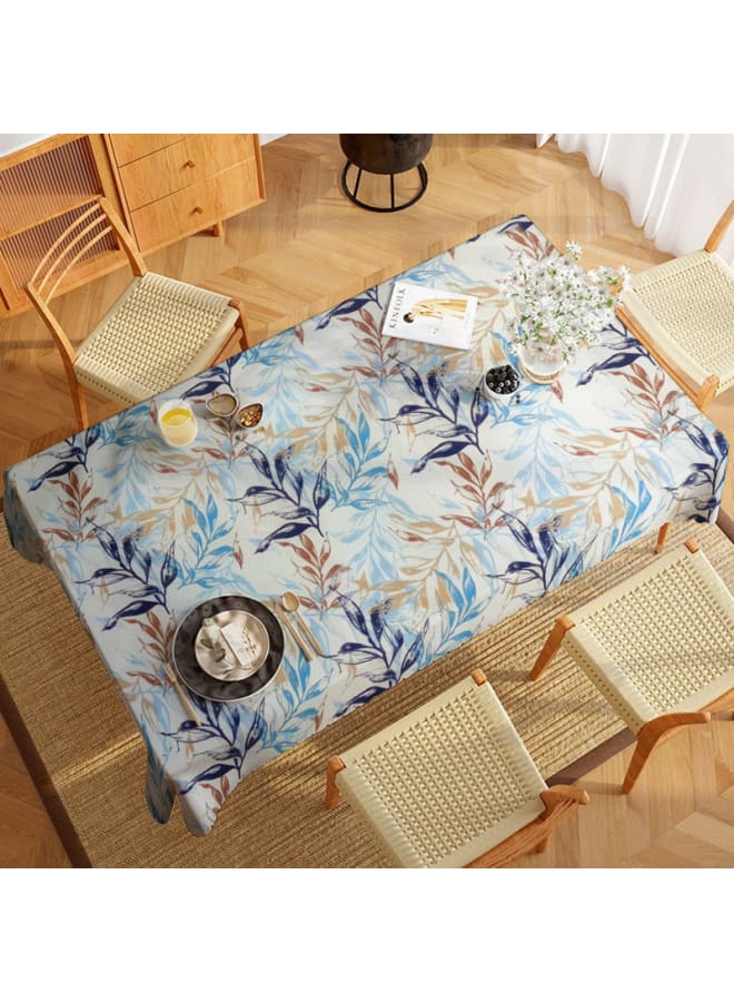 Intex Curtains House Rectangular Leaves Design Tablecloth 130 X 200 Cm - Linen Velvet Fabric - Suitable For Living Rooms Kitchens And Bedrooms & Special Occasions - Image 1