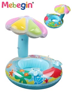 MEBEGIN Mushroom Shape Pool Float with Sun Canopy, Inflatable Pool Float for Babies and Toddlers, Creative Float with Safety Seat, Comfortable Durable Floaty, Fun Water Toys for Kids, Suitable for Family Swimming Pools, Outdoor Trips, Lakes and Beaches, 65*70*87cm  - Image 1