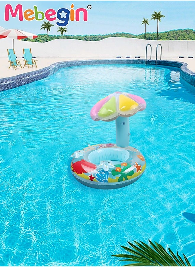 MEBEGIN - Mushroom Shape Pool Float with Sun Canopy, Inflatable Pool Float for Babies and Toddlers, Creative Float with Safety Seat, Comfortable Durable Floaty, Fun Water Toys for Kids, Suitable for Family Swimming Pools, Outdoor Trips, Lakes and Beaches, 65*70*87cm - Image 1
