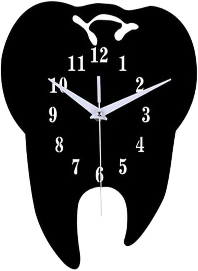 NABSTER Wooden Black Dentist Wall Clock for Dentist,Dental Clinic Made with Russian Birch Wood, Modern Design for Gifting, Office, Home, Living Room Decor (12 inch) (Black) - Image 1