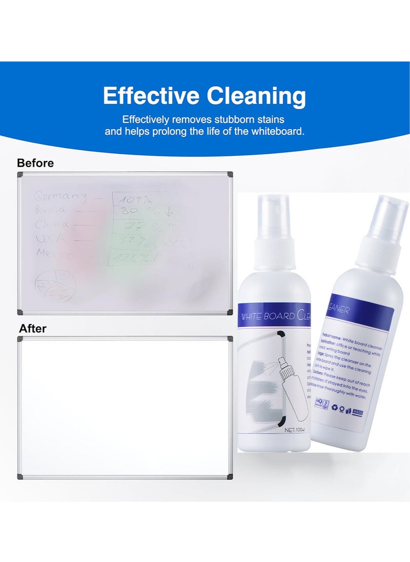 Opula 100ml Whiteboard Cleaner White Board Cleaning Spray Low Odor Dry Erase Board Cleaner with Cloth, Removes Stubborn Marks  - Image 4