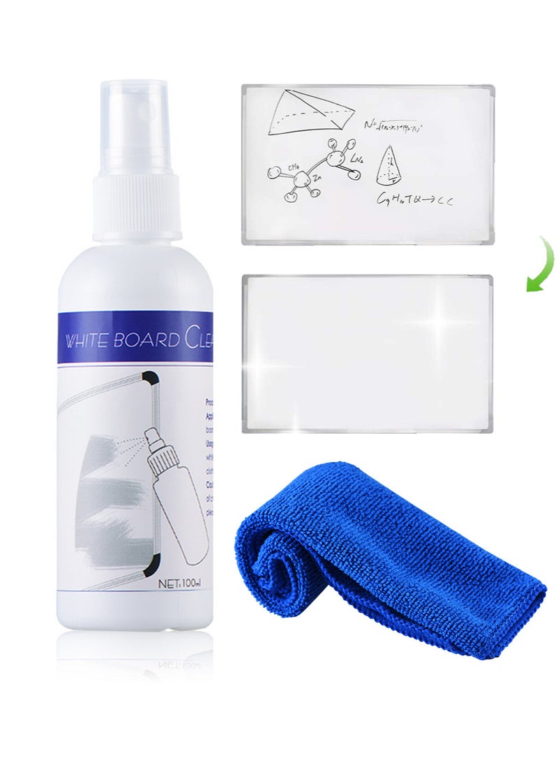 Opula 100ml Whiteboard Cleaner White Board Cleaning Spray Low Odor Dry Erase Board Cleaner with Cloth, Removes Stubborn Marks  - Image 1