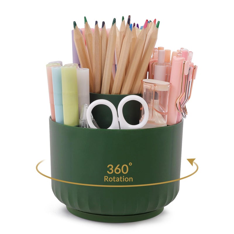 SKYDUE 360 Degree Rotating Desk Organizer DualPurpose Pencil Pen Holder for Desk Rotating Pencil Cup with Stickers Office Supplies Desk Decor for Office School Home - Image 2