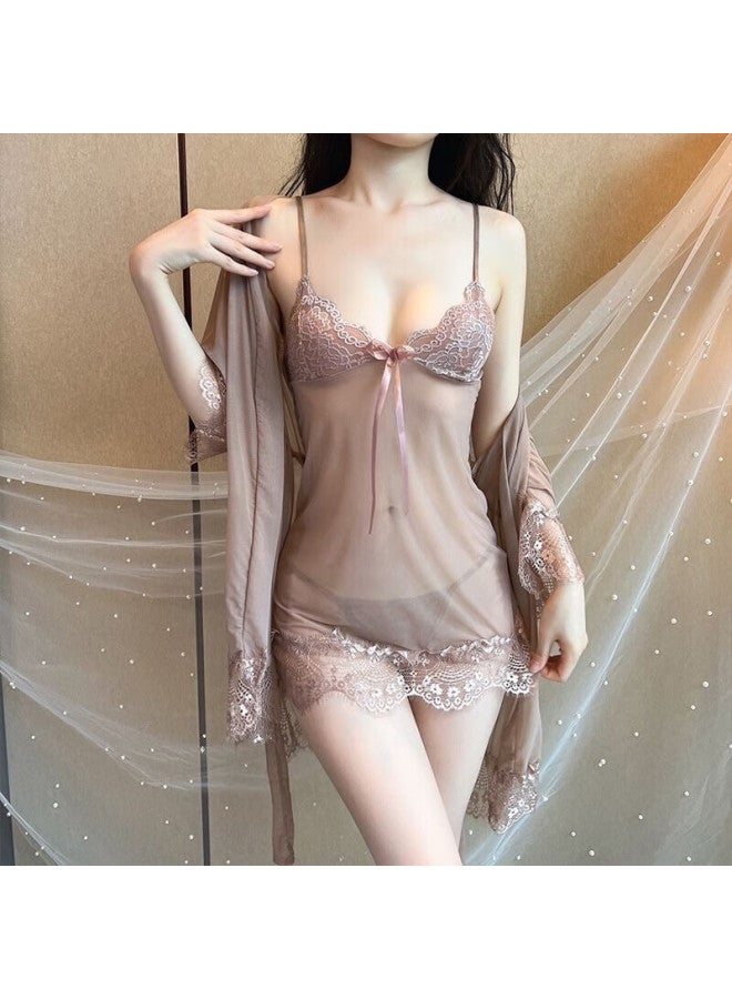 Kj Sleepwear For Women, Silk-like Naked Feel Nightgown, Spaghetti Strap Short Dress Date Night Underwear, Bedroom Couple's Loungewear Set - Image 5