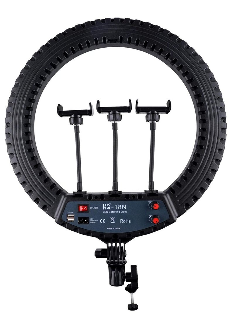 HQ - HQ 18N Soft Ring Light with Tripod Stand for Selfie Makeup Live Stream and YouTube Video Dimmable LED Camera Light - Image 1