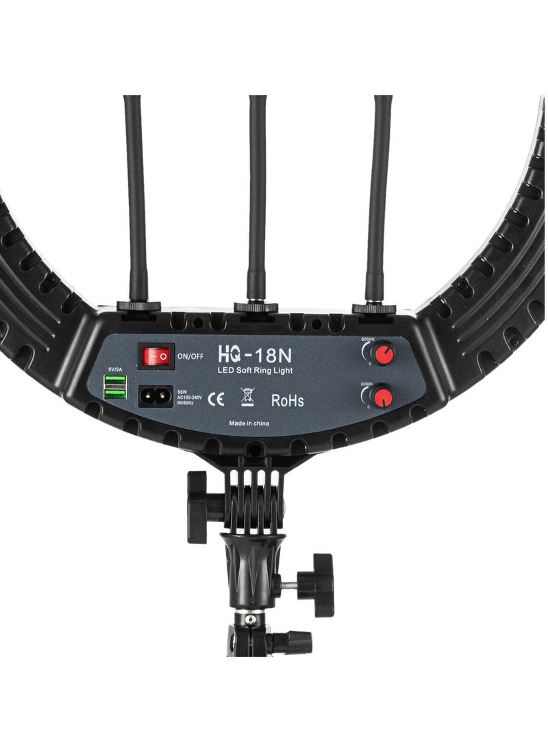 HQ - HQ 18N Soft Ring Light with Tripod Stand for Selfie Makeup Live Stream and YouTube Video Dimmable LED Camera Light - Image 1