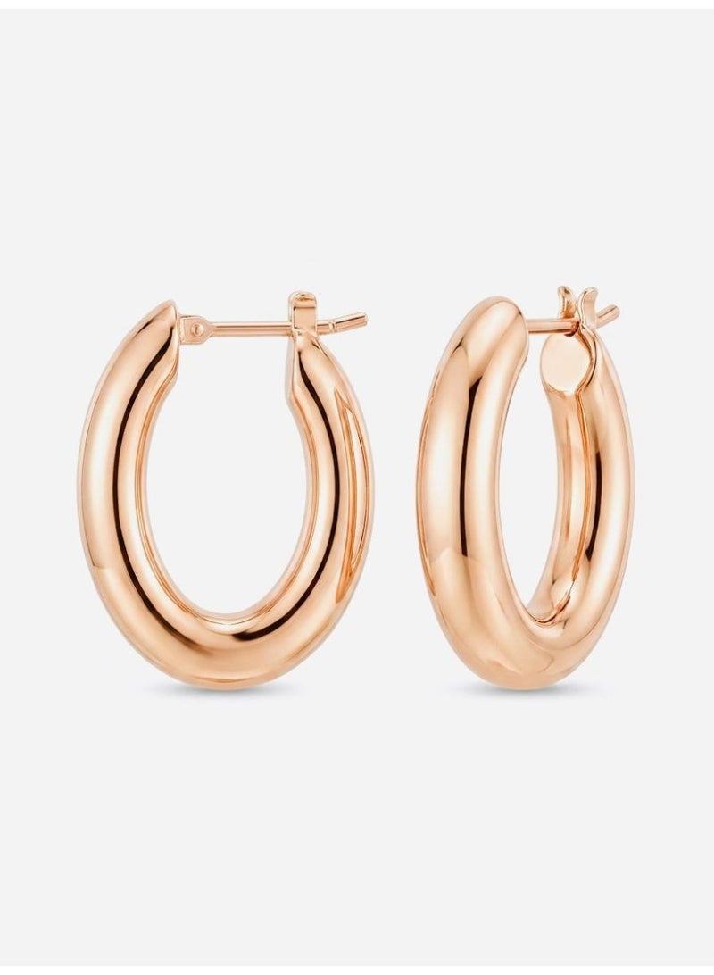 The Intermix Gems 18 Karat 750 Rose Gold Classic Polished Hoop Earrings - Image 1