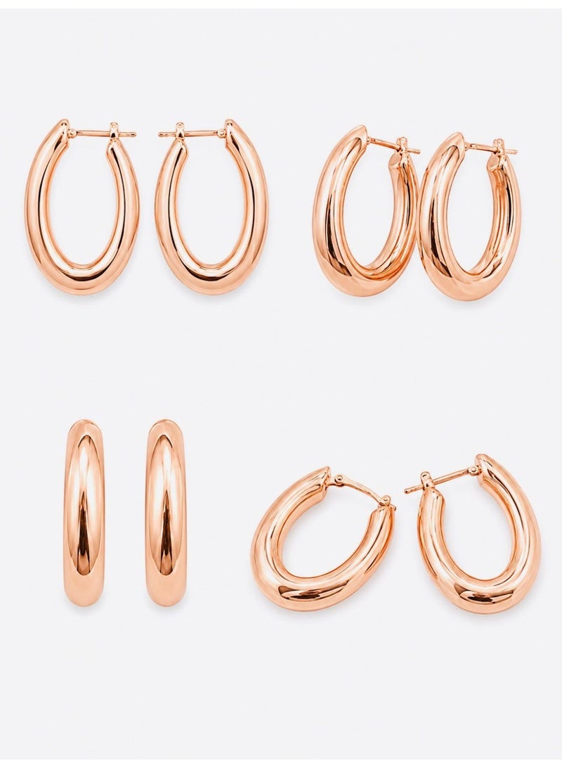 The Intermix Gems 18 Karat 750 Rose Gold Classic Polished Hoop Earrings - Image 3