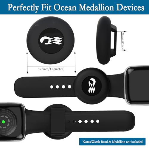 GudCoaks [4 Pack] Princess Ocean Medallion Watch Adapters Holder for Carnival Medallion (2024, 2025, 2026), Cruise Accessory Fit Watch Wristbands,Also for Apple Air Tag Dog Collar,Black/Dark Blue/Pink/Purple - Image 2