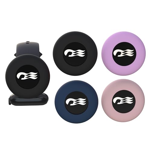 GudCoaks [4 Pack] Princess Ocean Medallion Watch Adapters Holder for Carnival Medallion (2024, 2025, 2026), Cruise Accessory Fit Watch Wristbands,Also for Apple Air Tag Dog Collar,Black/Dark Blue/Pink/Purple - Image 1
