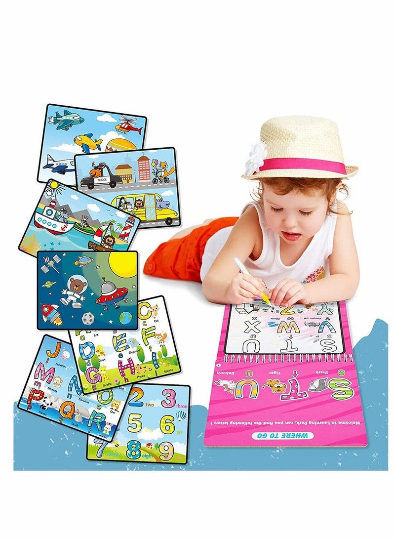 Excefore Magic Water Coloring Doodle Book, Bring Two Pens, Reusable On The Go Activity, All Fun and No Mess, Toy Picture Book Graffiti Book Water Picture Book (2 Pack, Digital + Transportation) - Image 5