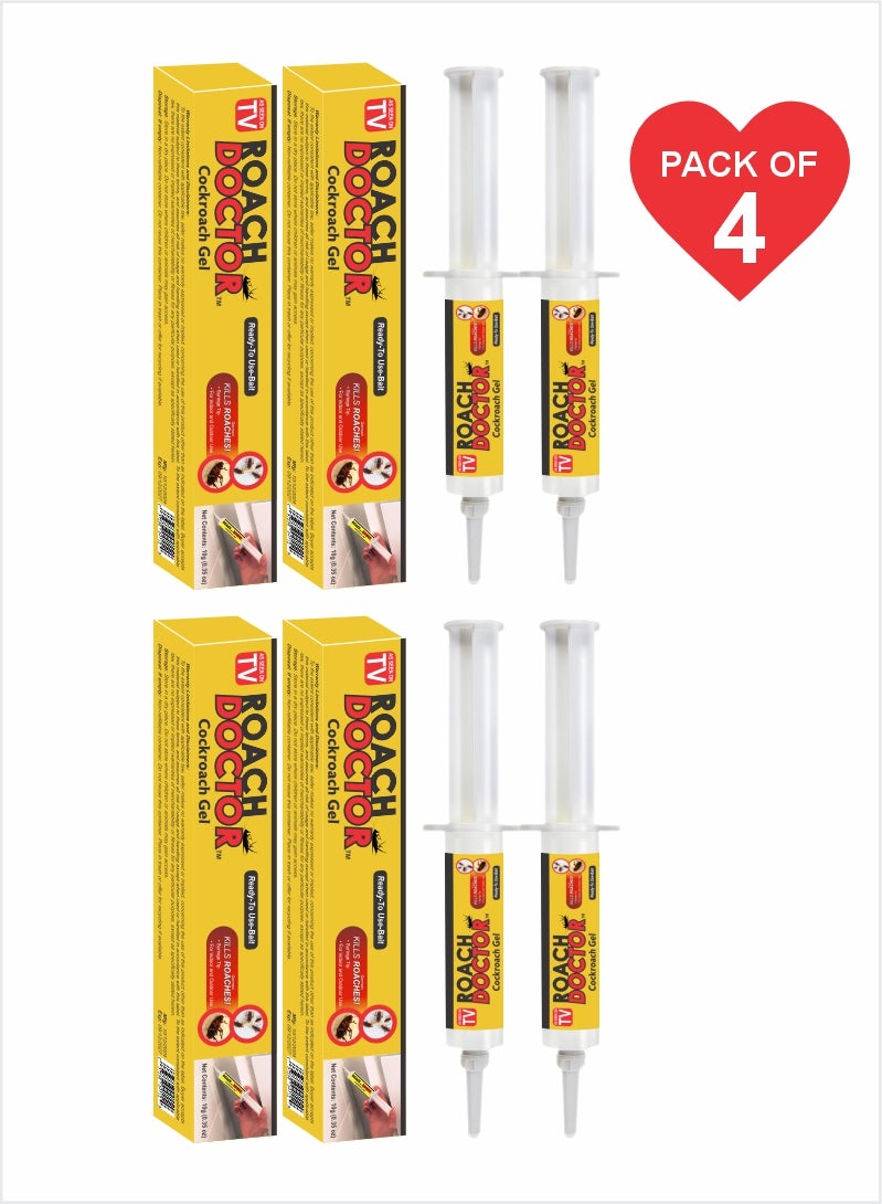 Cockroach Gel Bait Syringe - Best Roach Killer for Quick and Lasting Results Pack Of 4