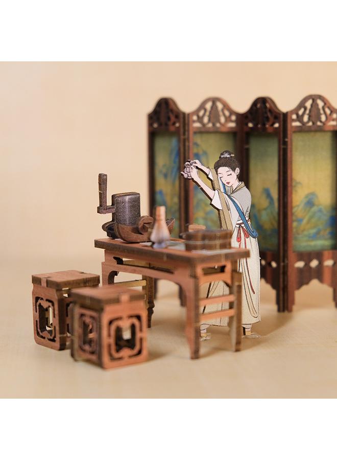 Bluejw CuteBee Elegant Song Dynasty Diy Antique Wooden 3d Handmade Assembled Book Model Toy Gift - Image 5