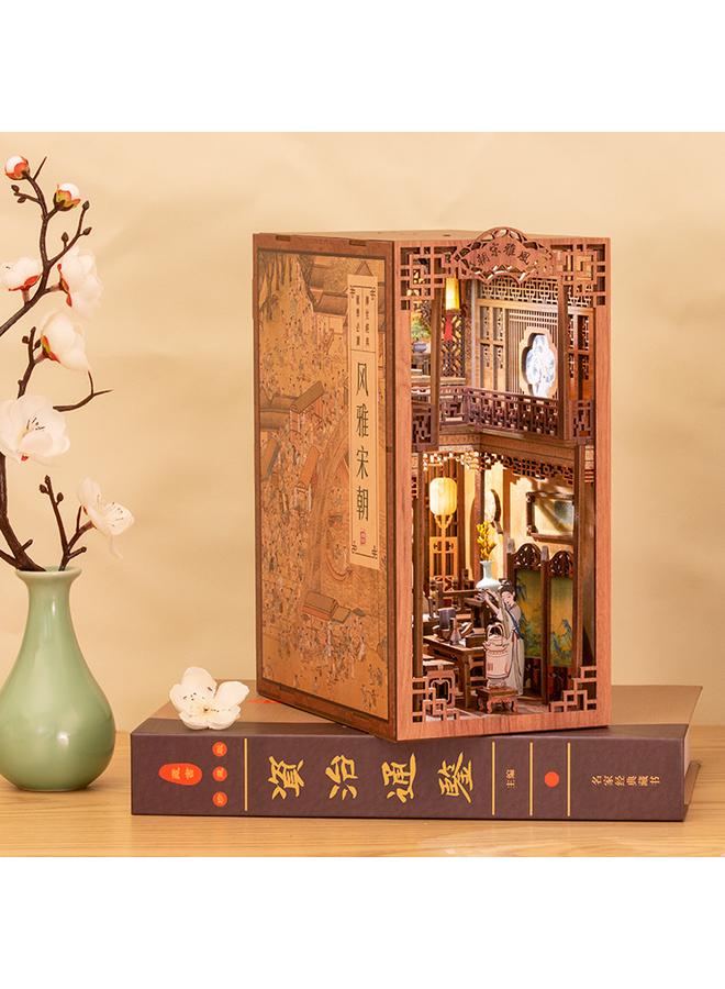 Bluejw CuteBee Elegant Song Dynasty Diy Antique Wooden 3d Handmade Assembled Book Model Toy Gift - Image 4