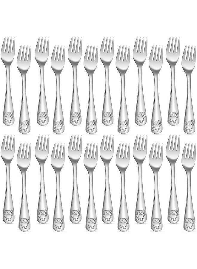 Erinnmy 24 Piece Toddler Forks,Stainless Steel Kids Forks,Kids Silverware,Kid Utensil Set,6.5 inch Kids Dinner Fork Toddler Utensils,Metal Baby Fork for Self Feeding,Dishwasher Safe - Image 1