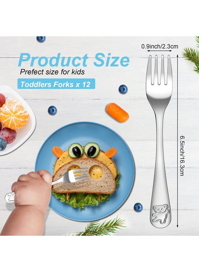 Erinnmy 24 Piece Toddler Forks,Stainless Steel Kids Forks,Kids Silverware,Kid Utensil Set,6.5 inch Kids Dinner Fork Toddler Utensils,Metal Baby Fork for Self Feeding,Dishwasher Safe - Image 2