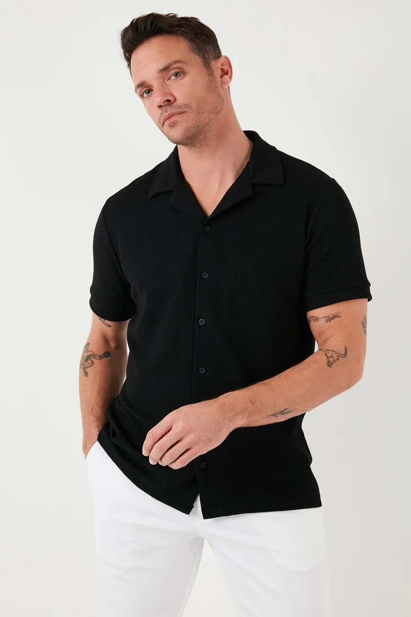 Buratti Cotton Regular Fit Open Collar Short Sleeve Shirt Men's Shirt 5902763