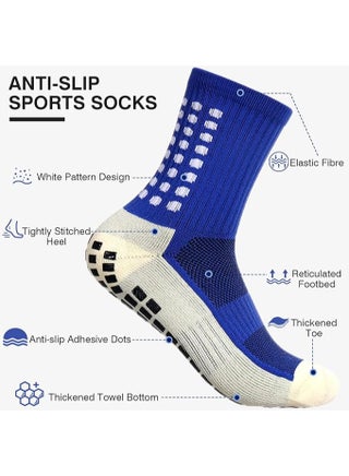 6 Pairs Non-Slip Grip Sports Socks, Anti-Skid Athletic Socks for Soccer, Football, Basketball, Yoga, Running, Training for Men & Women (2 Black + 2 White + 1 Red + 1 Blue) - view 2