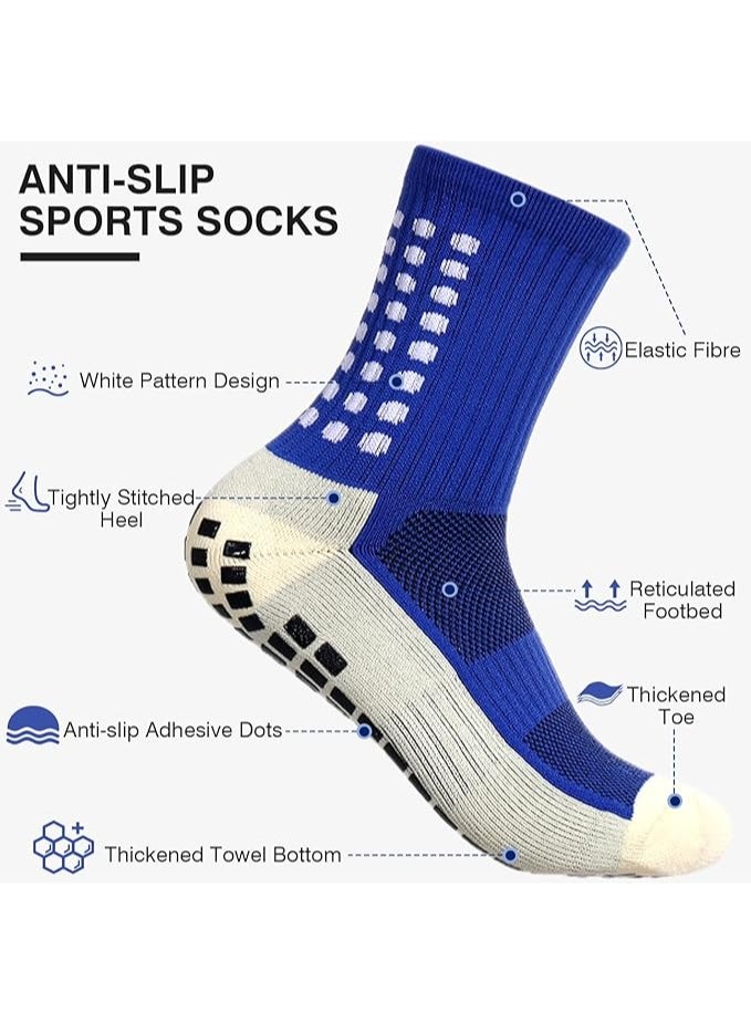 DIOTTI 6 Pairs Non-Slip Grip Sports Socks, Anti-Skid Athletic Socks for Soccer, Football, Basketball, Yoga, Running, Training for Men & Women (2 Black + 2 White + 1 Red + 1 Blue) - Image 2