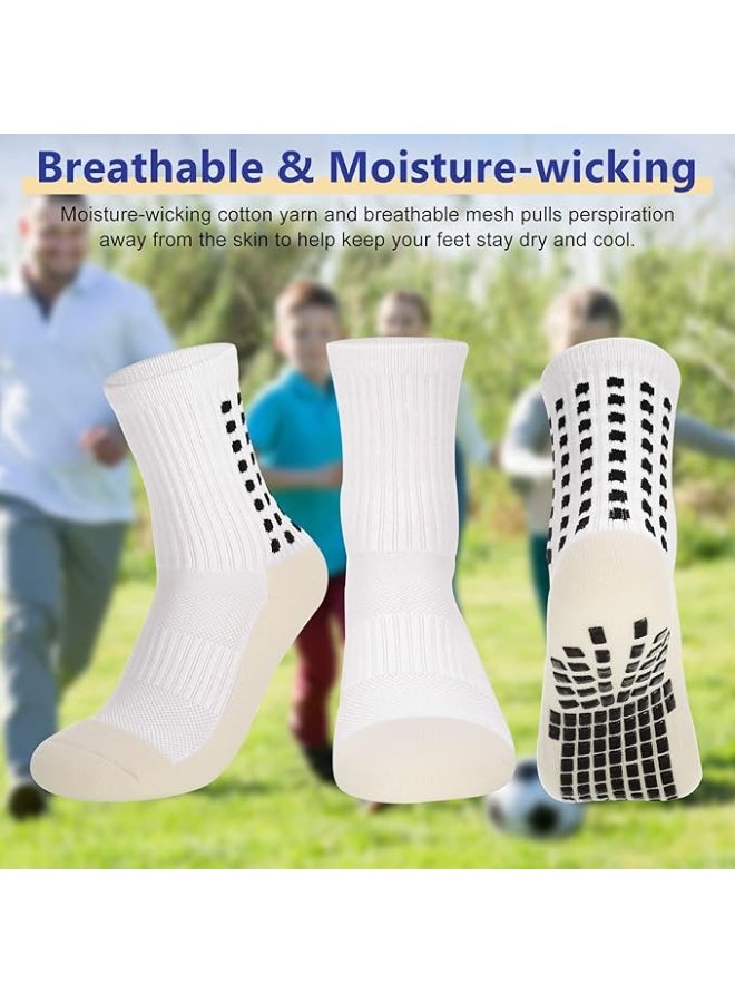 DIOTTI 6 Pairs Non-Slip Grip Sports Socks, Anti-Skid Athletic Socks for Soccer, Football, Basketball, Yoga, Running, Training for Men & Women (2 Black + 2 White + 1 Red + 1 Blue) - Image 4