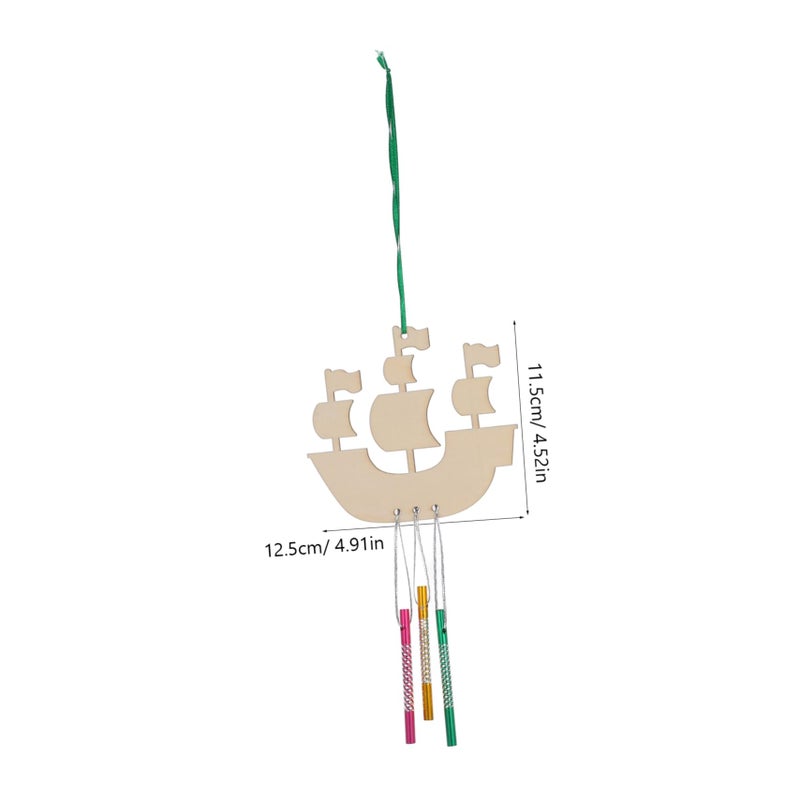 DIY Wooden Sailboat Wind Chime Kit for Kids Creative Craft Home Decor - Image 3