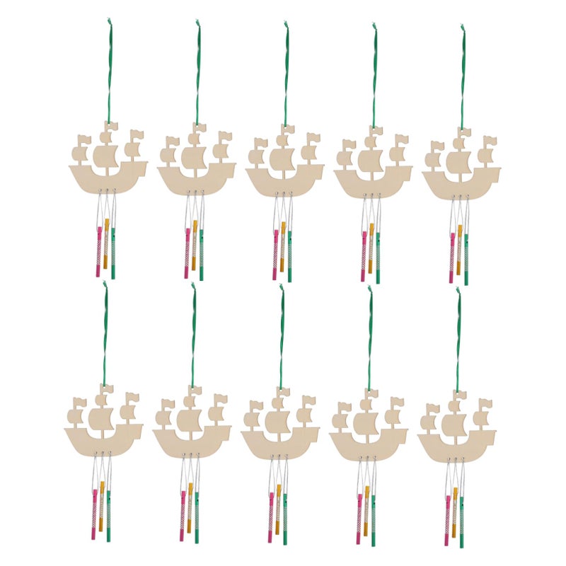 DIY Wooden Sailboat Wind Chime Kit for Kids Creative Craft Home Decor - Image 2