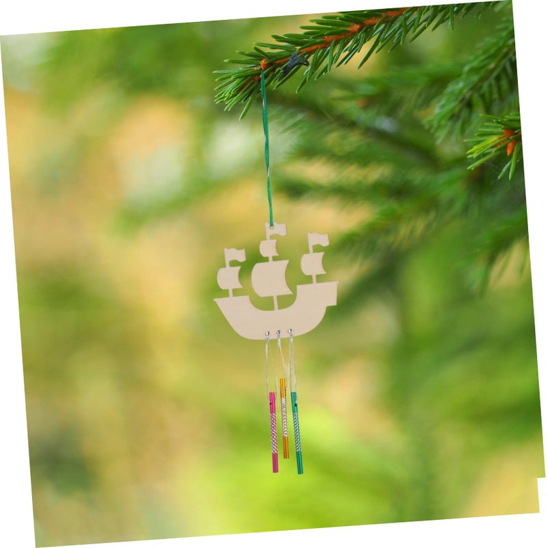 DIY Wooden Sailboat Wind Chime Kit for Kids Creative Craft Home Decor - Image 5