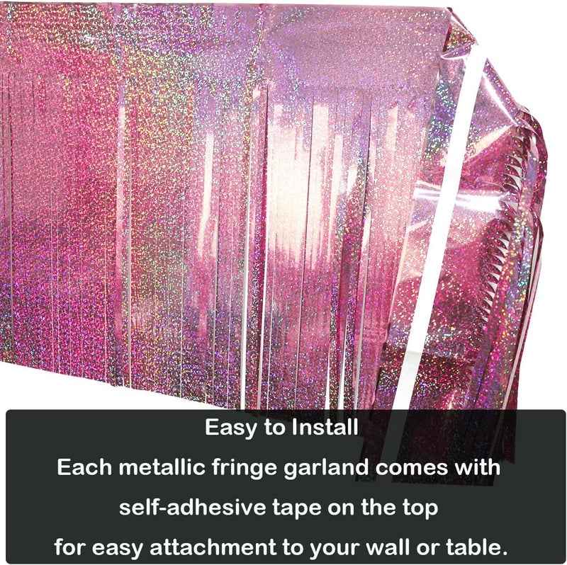 CareCheer 3 Pack Total 30 Feet Foil Fringe Garland Lilac Purple Metallic Wall Hanging Drapes Tassel Skirting Tinsel Streamers for Parade Float Trailer Birthday Wedding Party (Iridescent Purple) - Image 3