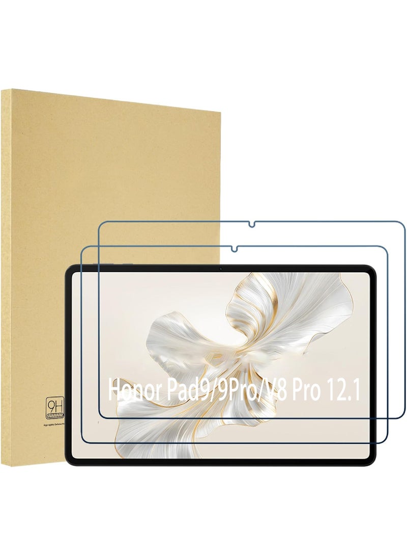 روك بو عبوة من قطعتين من واقي الشاشة لجهاز HONOR Pad 9/Pad 9 Pro/V8 Pro مقاس 12.1 بوصة، واقي من الزجاج المقوى لجهاز HONOR Pad 9 Pro/V8 Pro مقاس 12.1 بوصة، لمسة حساسة، شفافية أعلى، سهل التركيب، مضاد للخدش وخالٍ من الفقاعات، قطعتين - Image 1