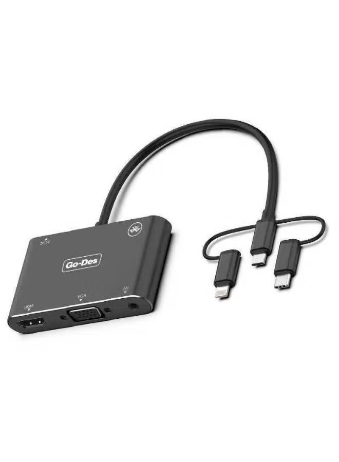 Go-Des GD-8762 5 in 1 HD Laptop Monitor Player   USB to HDTV Adapter Type C - Image 1