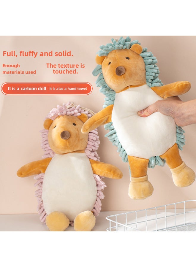 Cartoon Hedgehog Chenille Wipe Hand Doll Multifunctional Animal Creative Absorbent Wipe Hand Towel Plush Toy Wholesale-Color:Grey-Height:35*25*13 - Image 3