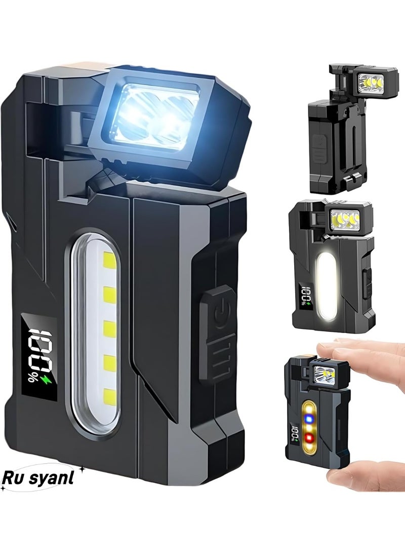 Ru syanl EDC Flashlight 1200 Lumens Rechargeable – Mini Pocket LED Flashlight with Dual Light, 180° Rotatable Head, Magnetic Clip, IP68 Waterproof for Camping & Emergency - Image 1