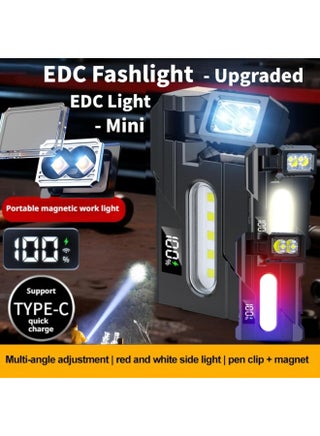 كشاف EDC بقوة ‎1200‎ لومن قابل للشحن – مصباح LED صغير للجيب بإضاءة مزدوجة ورأس دوار ‎180°‎ ومشبك مغناطيسي، مقاوم للماء IP68 للتخييم والطوارئ - view 2