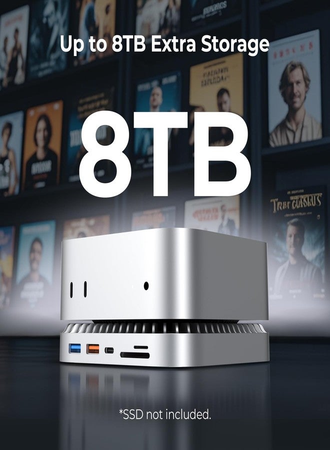 GIISSMO Mac Mini M4 Dock, USB C Hub Aluminium Mac Mini Stand and HDMI Hub for M4 and Pro 2024 with M.2 NVMe/SATA SSD Enclosure, 4K60Hz HDMI, 10G USB A/C, 5G A*2, Charging, SD/TF, Audio - Image 4