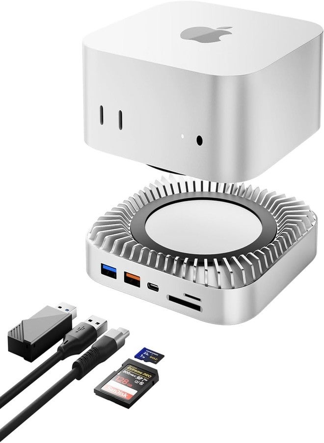 GIISSMO Mac Mini M4 Dock, USB C Hub Aluminium Mac Mini Stand and HDMI Hub for M4 and Pro 2024 with M.2 NVMe/SATA SSD Enclosure, 4K60Hz HDMI, 10G USB A/C, 5G A*2, Charging, SD/TF, Audio - Image 1