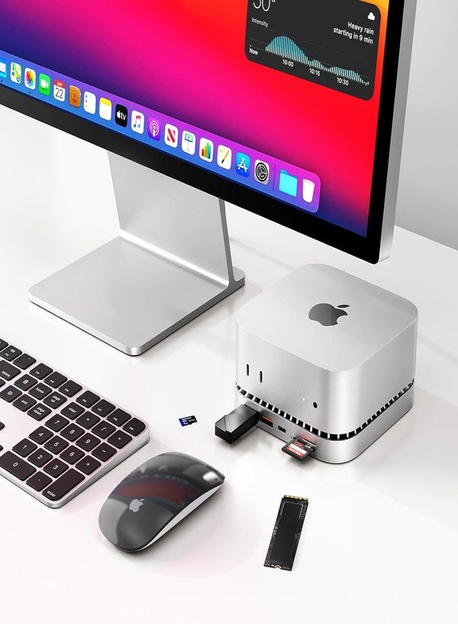 GIISSMO Mac Mini M4 Dock, USB C Hub Aluminium Mac Mini Stand and HDMI Hub for M4 and Pro 2024 with M.2 NVMe/SATA SSD Enclosure, 4K60Hz HDMI, 10G USB A/C, 5G A*2, Charging, SD/TF, Audio - Image 5