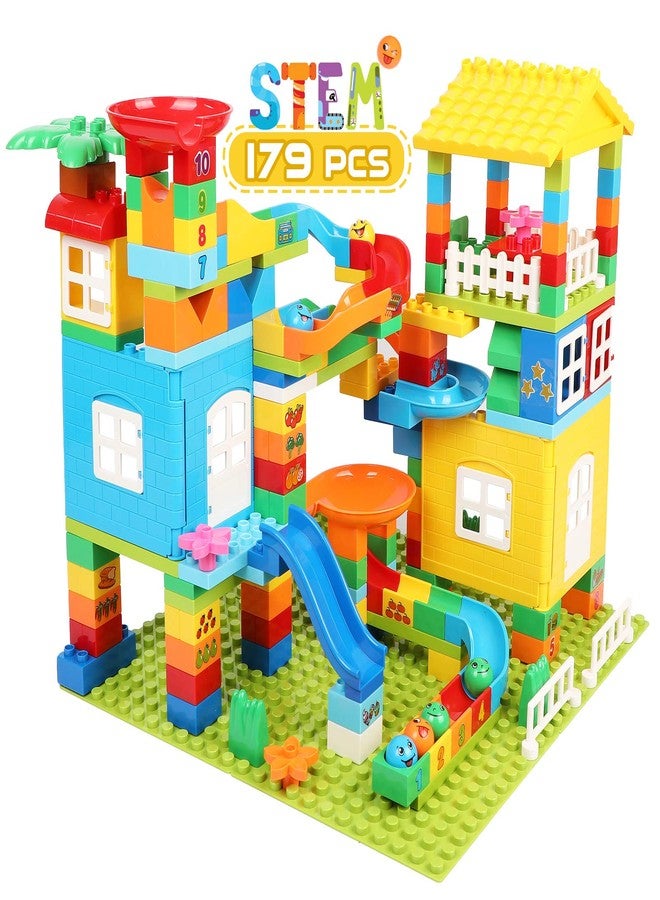 EP EXERCISE N PLAY Marble Run Building Blocks with 6 Balls, 179 Pcs Big Castle Building Toy Set Compatible Classic Blocks Maze Track, Marble Runs for Kids 4-8, Stem Learning Toddler Toys Gifts for Boys Girls Kids - Image 1