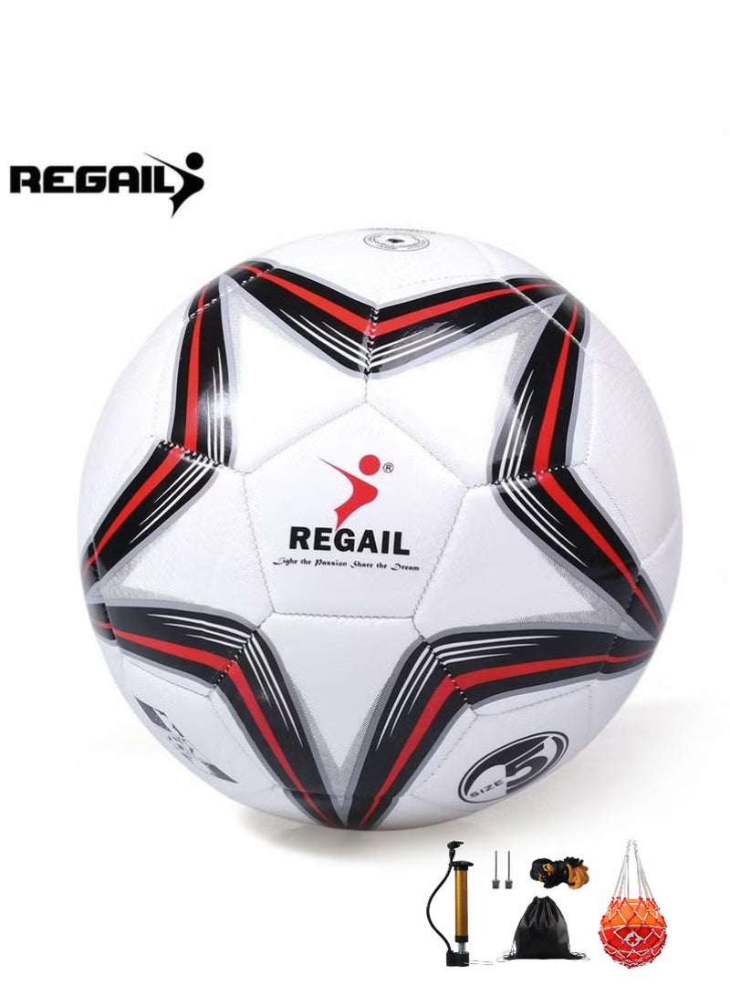 ريجيل المباراة الرسمية حجم 5 PU الجلد نجمة كرة القدم - كرة التدريب والمنافسة الممتازة - كرة المسابقة الرياضية المهنية - يتضمن هدية مجانية - Image 1