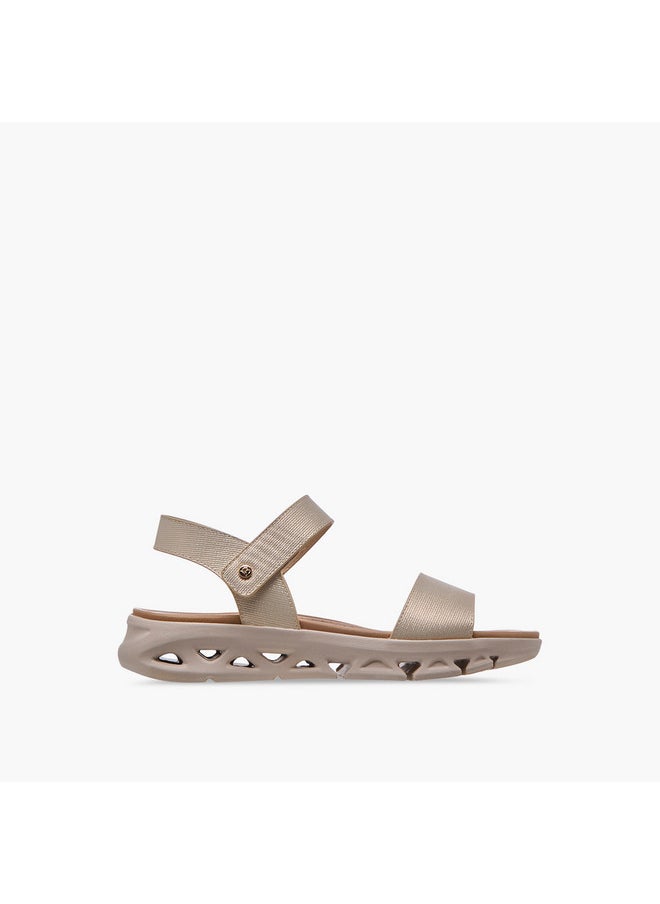 Flora Bella By Shoexpress Women's Textured Strap Sandals with Hook and Loop Closure  - Image 3
